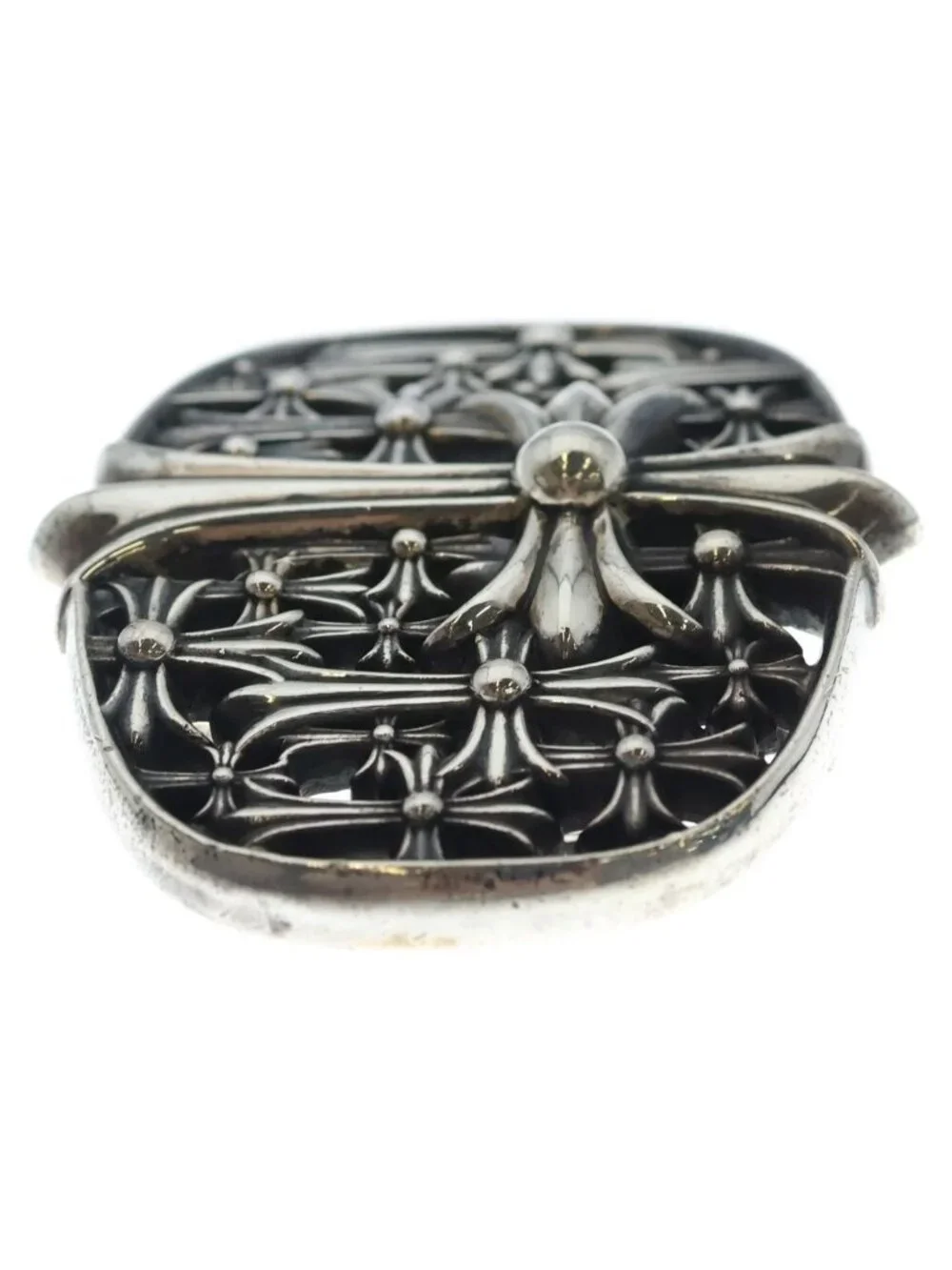 Chrome Hearts Buckl Cemetery 1.5 Cross Buckle Silver Belt